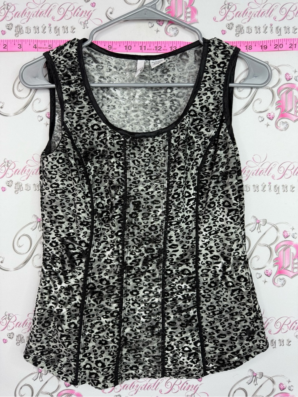 Sami & Jo tank top y2k Black and Gray Leopard Print Tank Top
